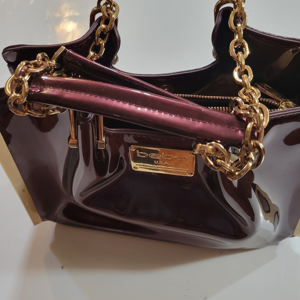 Bebe Metallic Burgandy Women's Bag NEW - Picture 9 of 11
